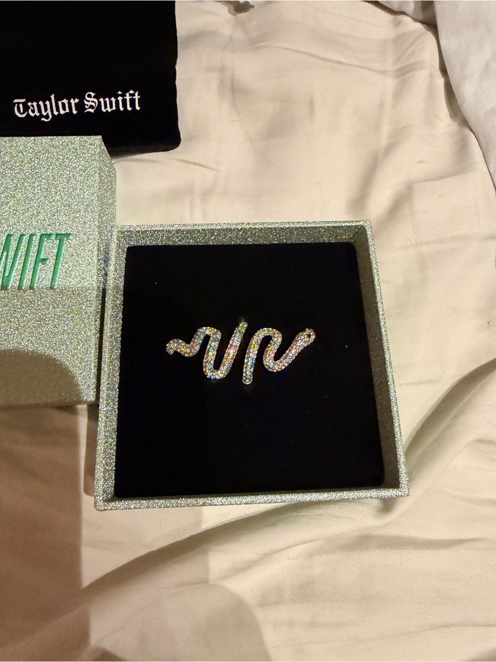 Taylor Swift Mint Glitter Jewelry Box with Black Velvet Interior size 7